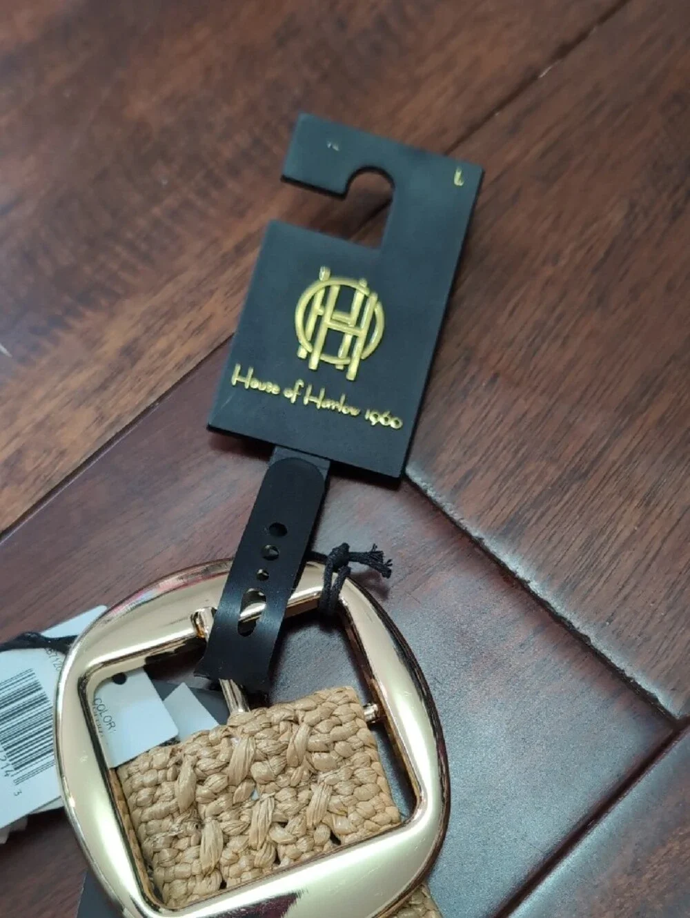 House of Harlow 1960 Woven Tan Belt with Gold Buckle